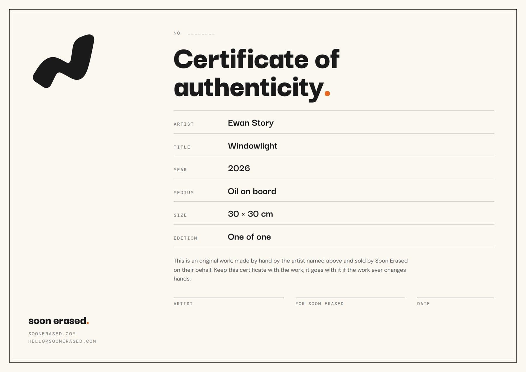Certificate, Soon Erased